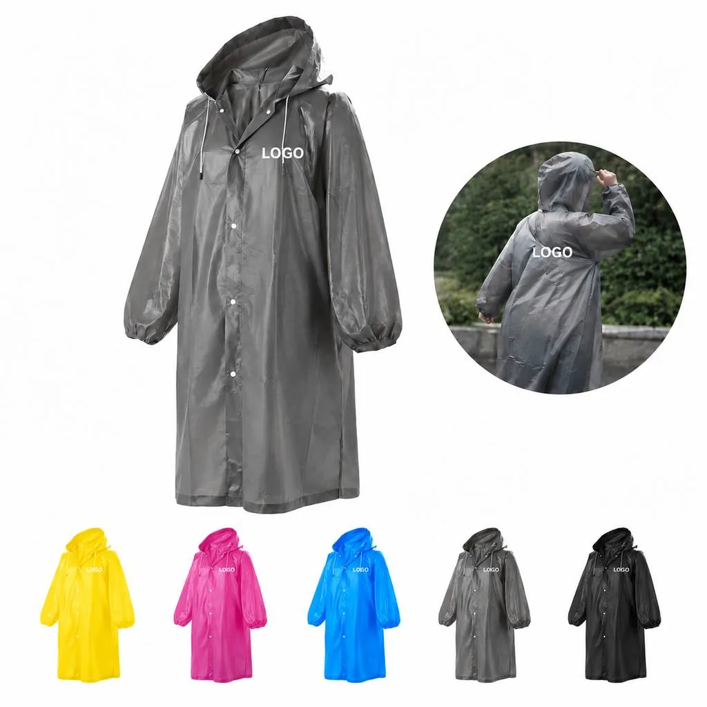 Reusable EVA Rain Poncho with Hood