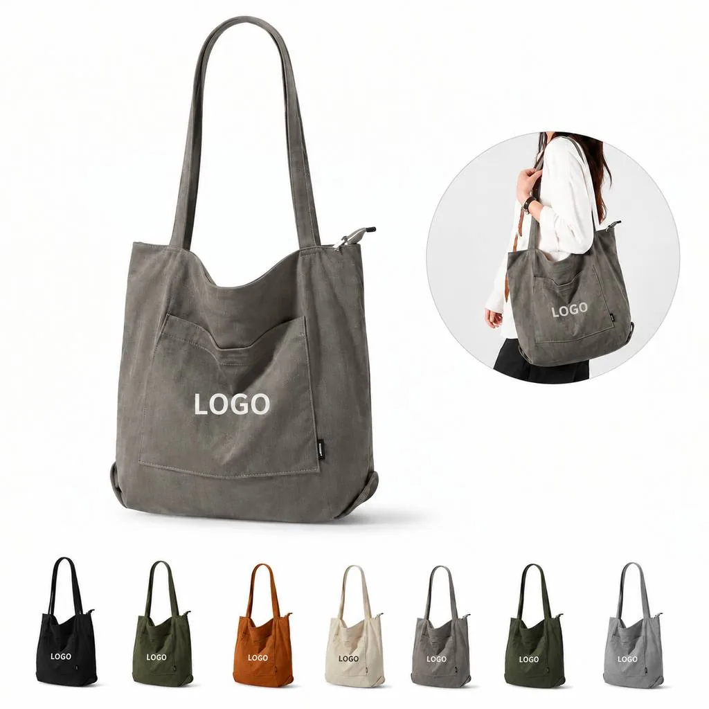 Water-Resistant Corduroy Tote Bag for Daily Use