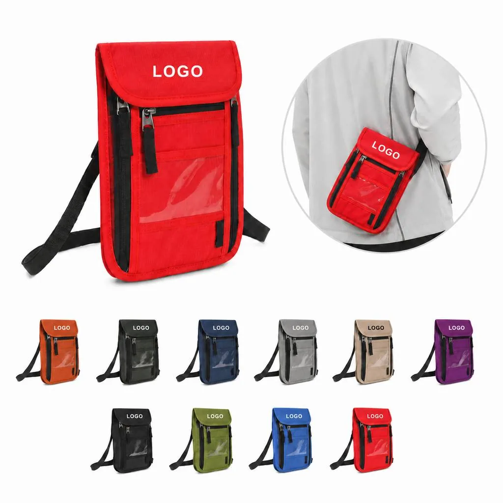 RFID Blocking Neck Pouch for Travel Documents and Cards
