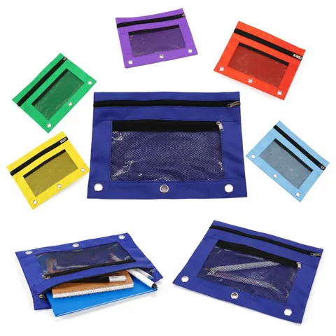 Clear Window Hole Zippered Pencil Pouch for School Office 2