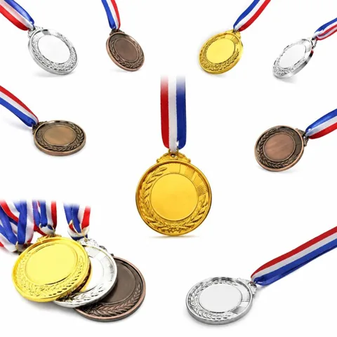 Zinc Alloy Winner Medals with Enamel Coating, Ribbon 2