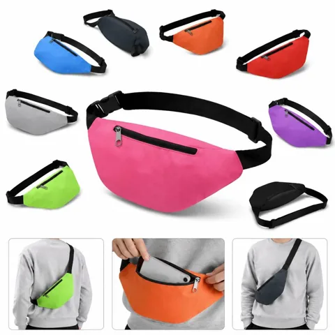 Waterproof Nylon Waist Bag with Multiple Zippered Pockets 2