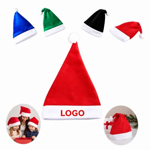 Plush Felt Santa Hat with Pom-Pom for Christmas