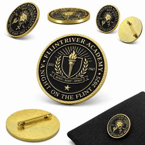 Custom Gold Plated Award Lapel Badge with Pin Back 2