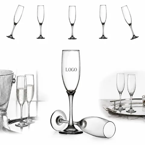 6oz Embossed Champagne Flute, Sparkling Wine Glass