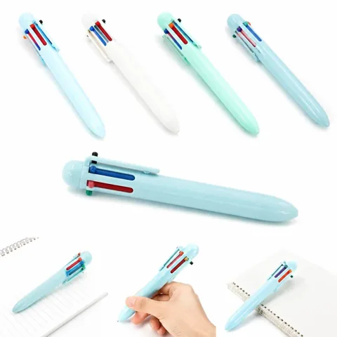 6 Color Retractable Ballpoint Pen, Multicolor Ink 2