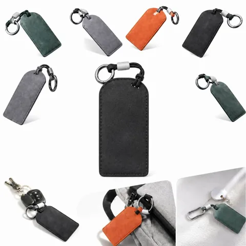 Suede Key Card Holder with Keychain, Slim Wallet for ID 2