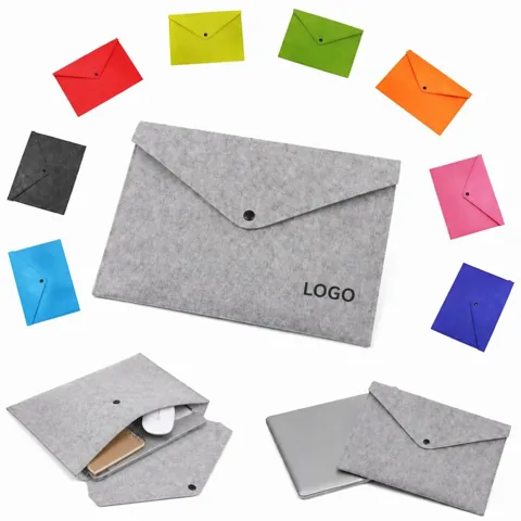 A4 Felt Snap Document Bag with Button Closure