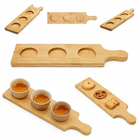 Rustic Wooden Beer Tasting Tray with Handle 2
