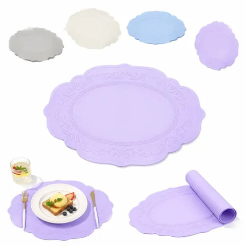 European Retro Embossed Silicone Placemat for Dining Table 2