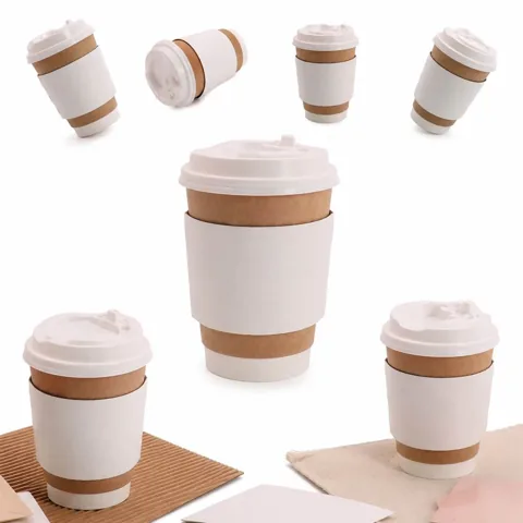 Customizable Paper Cup with Insulated Sleeve and Lid 2