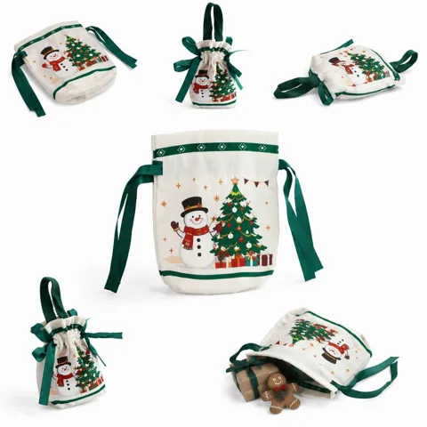 Festive Canvas Drawstring Bags for Candy Fruits Treats 2