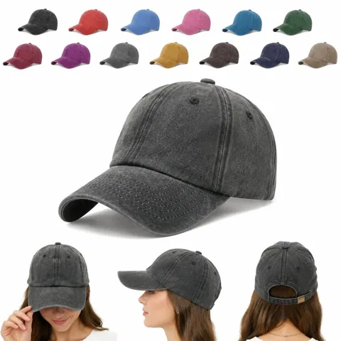 Custom Washed Cotton Baseball Cap with Adjustable Strap 2