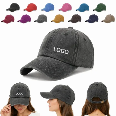 Custom Washed Cotton Baseball Cap with Adjustable Strap
