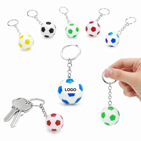 Mini Soccer Ball Keychain with Stitched Pattern for Keys