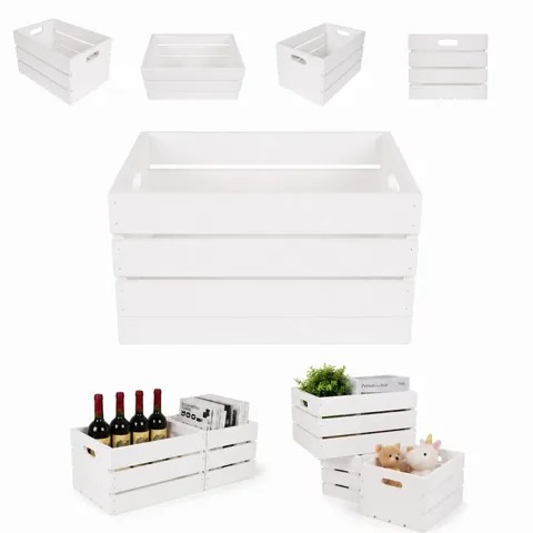 Solid Pine Wood Open-Top Storage Crate for Organization 2