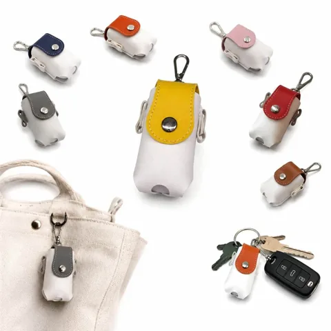 Mini Leather Carabiner Pouch Two-Tone with Metal Clip 2