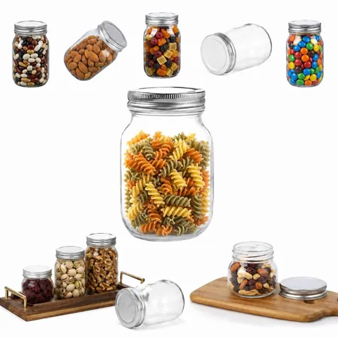 Clear Glass Canning Jars with Airtight Metal Lids for Dry 2