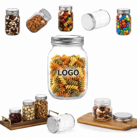 Clear Glass Canning Jars with Airtight Metal Lids for Dry 1