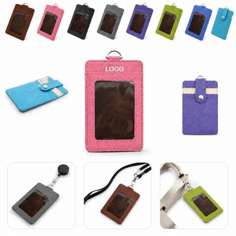 Premium PU Leather Badge Holder with Clear Window