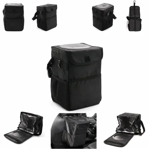 Foldable Waterproof Car Trash Can with Storage Pockets 2