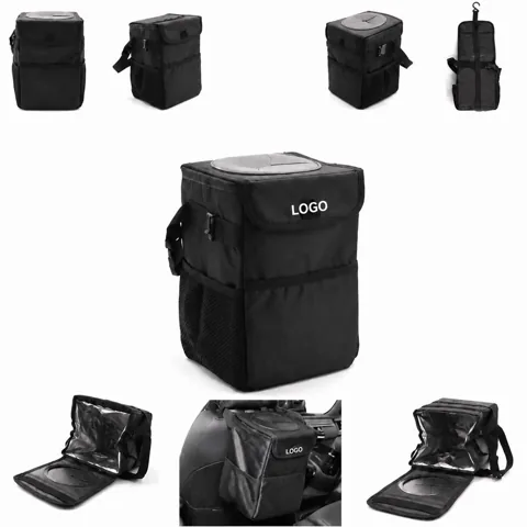 Foldable Waterproof Car Trash Can with Storage Pockets