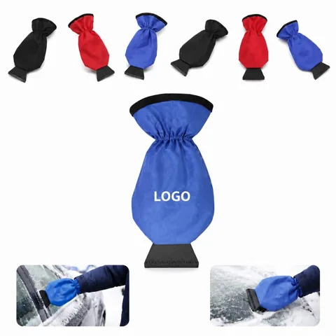 Fleece-Lined Ice Scraper Gloves for Car Windshield Snow