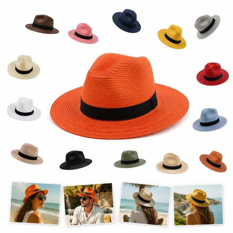 Black Ribbon Wide Brim Straw Hat for Outdoor Sun Protection 2