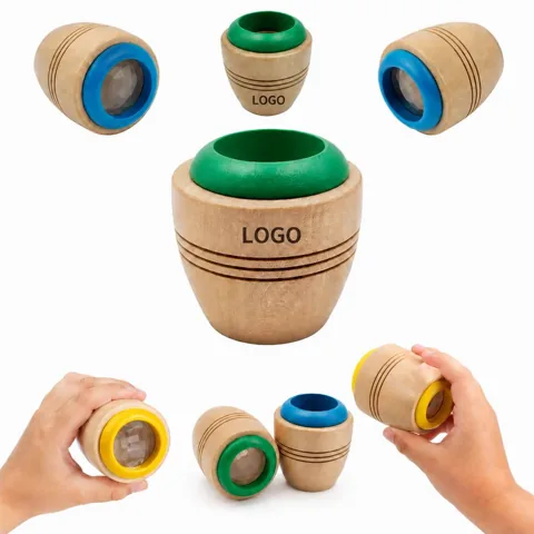 Educational Wooden Kaleidoscope with Rotating Colorful Beads 1