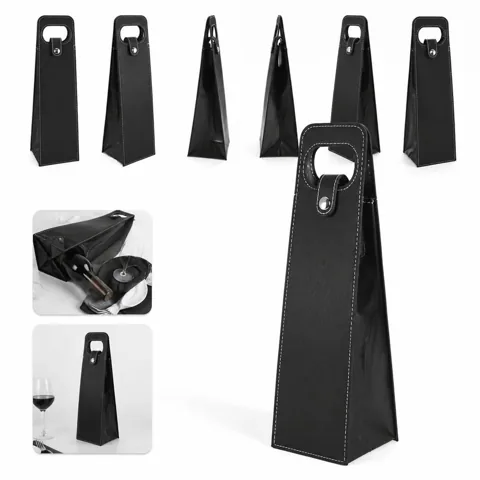 PU Leather Wine Tote Bag with Padded Interior for 1-2 2