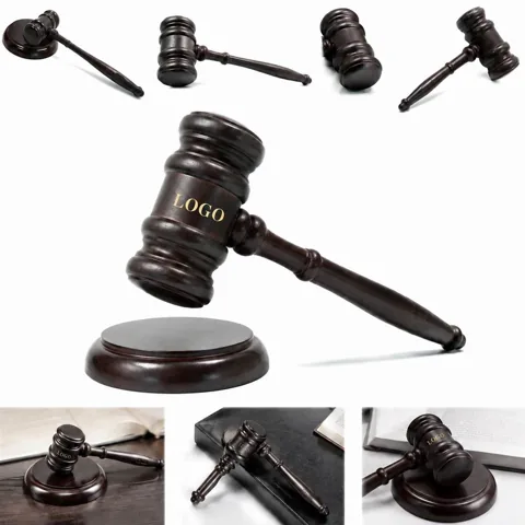 Wooden Gavel Set with Striking Block for Courtroom 1