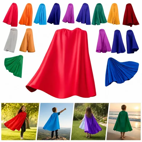 Kids Shiny Satin Hero Cape for Costume Parties 2