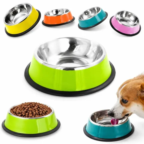Non-Skid Stainless Steel Pet Bowl for Dogs Cats, Dishwasher 2