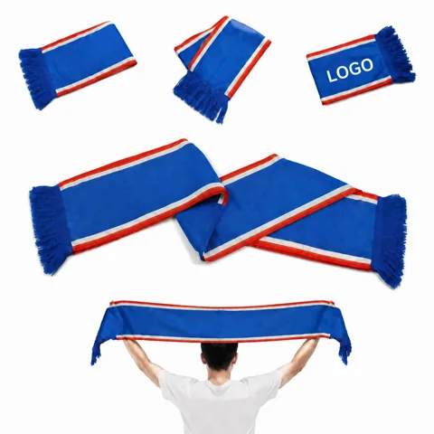 Custom Team Logo Scarf with Tassels for Stadium Wear