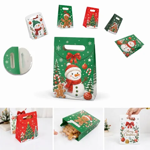 Fold Over Christmas Gift Bags with Handles and Adhesive 2