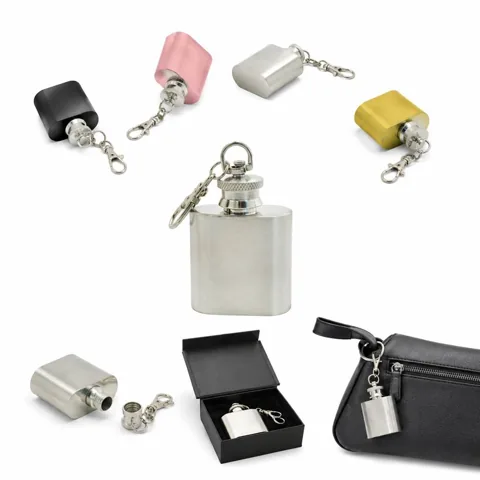 2oz Mini Whiskey Flask Keychain, Leakproof Metal 2