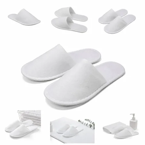 White Non-Woven Disposable Slippers with Non-Slip Sole 2