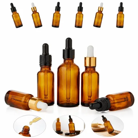 UV-Blocking Glass Dropper Bottles for Essential Oils, 2oz 2