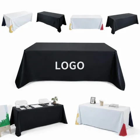 Custom Logo 6ft Tablecloth for Events, Wrinkle-Resistant