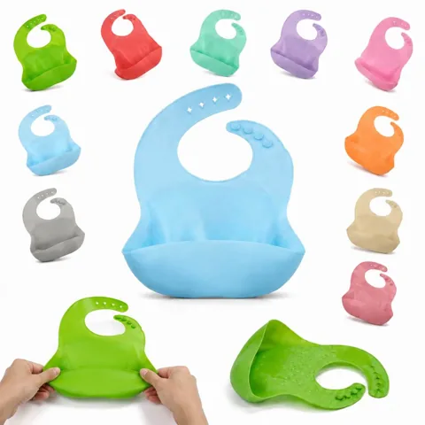 Waterproof Silicone Baby Bib with Food Catcher Pocket 2