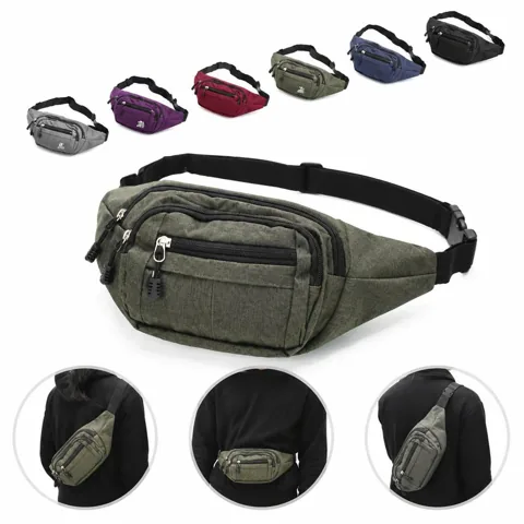 Water-Resistant Nylon Waist Bag with Multiple Zippered 2