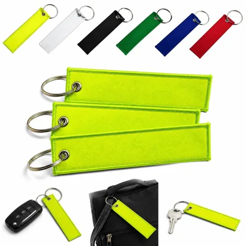 Plain Fabric Keychain with Metal Ring, Blank Surface for DIY 2