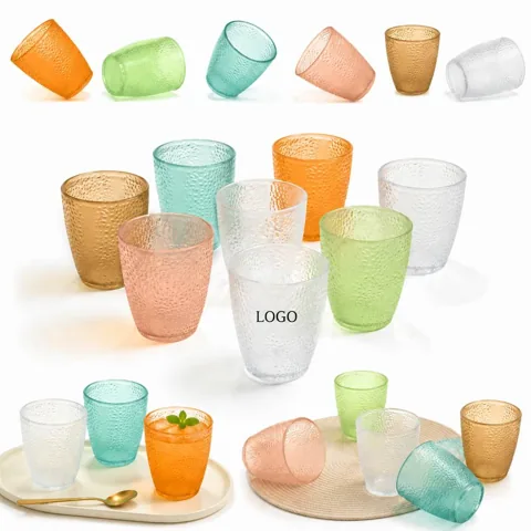 Stackable Hammered Acrylic Cups for Indoor & Outdoor Use