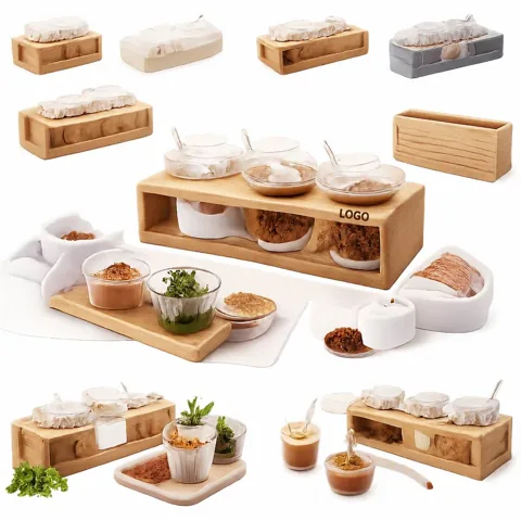 Glass Seasoning Jar Set with Bamboo Tray and Spoons