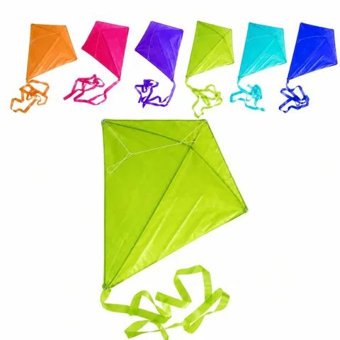 Solid Color Diamond Kite with Long Tail for Outdoor Fun 2