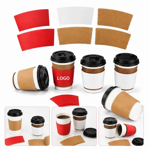 Recycled Kraft Cup Sleeve for 8-16oz Hot Drinks, Insulated