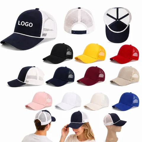 Cotton Mesh Trucker Hat with Snapback Closure