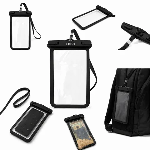 Waterproof PVC Phone Pouch with Touchscreen and Neck Strap