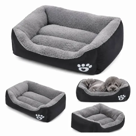 Oxford Plush Pet Bed with Raised Edge for Cats & Small Dogs 2