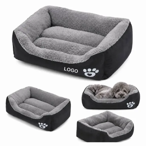 Oxford Plush Pet Bed with Raised Edge for Cats & Small Dogs
